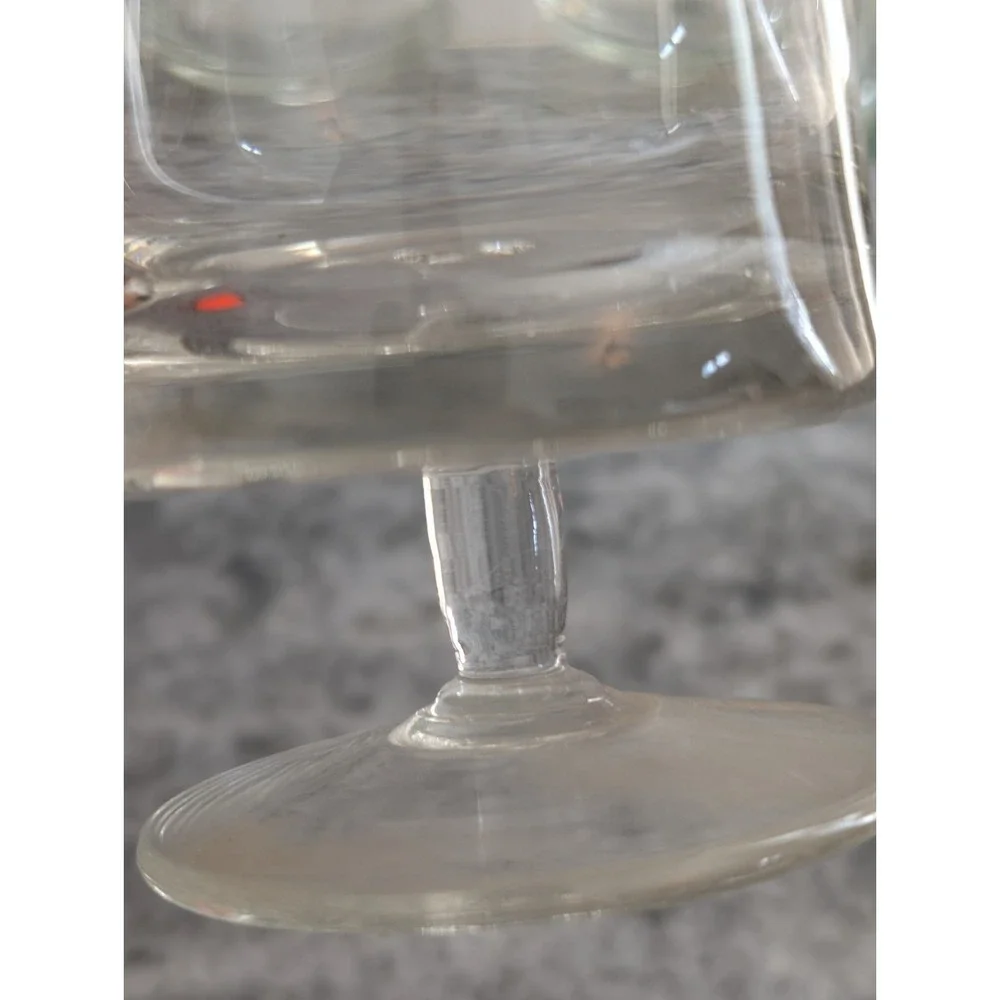 Vintage Clear Glass Footed Pedestal Coffee Mugs Cups Set of 3 Loop Handles 5